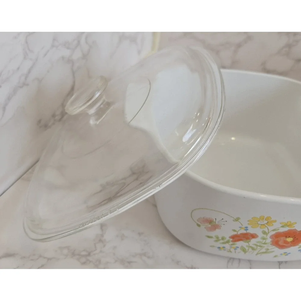 Vintage 3 Qt. Cassoral Collectable Corningware Dish With Lid Poppy Design‎